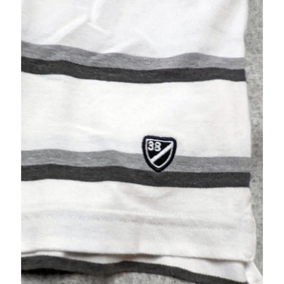 Cremieux Classics Polo Shirt Men's Size XL White with Black and Grey Stripes EUC - Picture 4 of 9